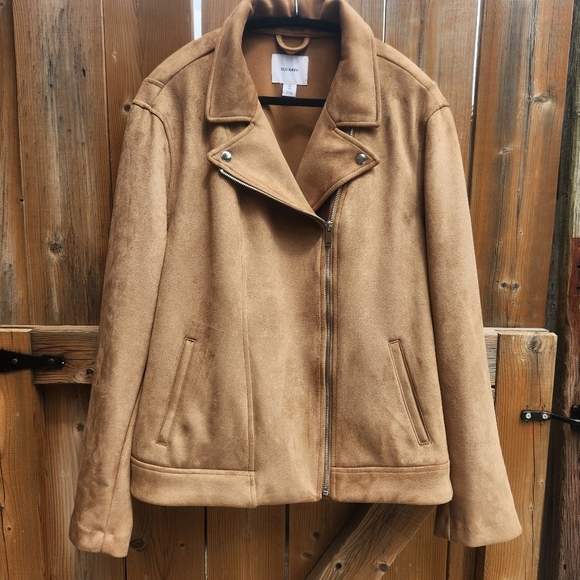 Old Navy *NEW Plus Size Faux Suede Tan Camel  Moto Jacket Size XXL - Picture 2 of 13